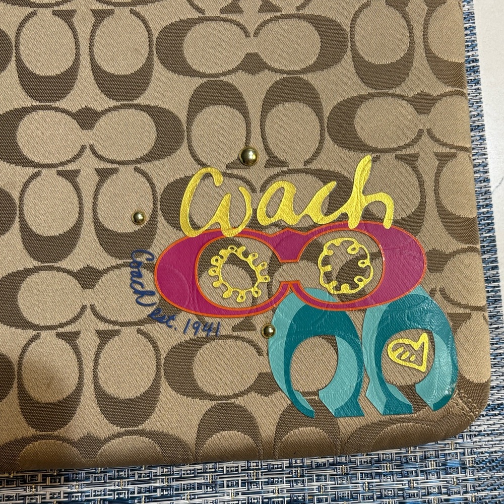 Coach Tan Signature tablet pouch with colorful accents - Picture 3 of 3